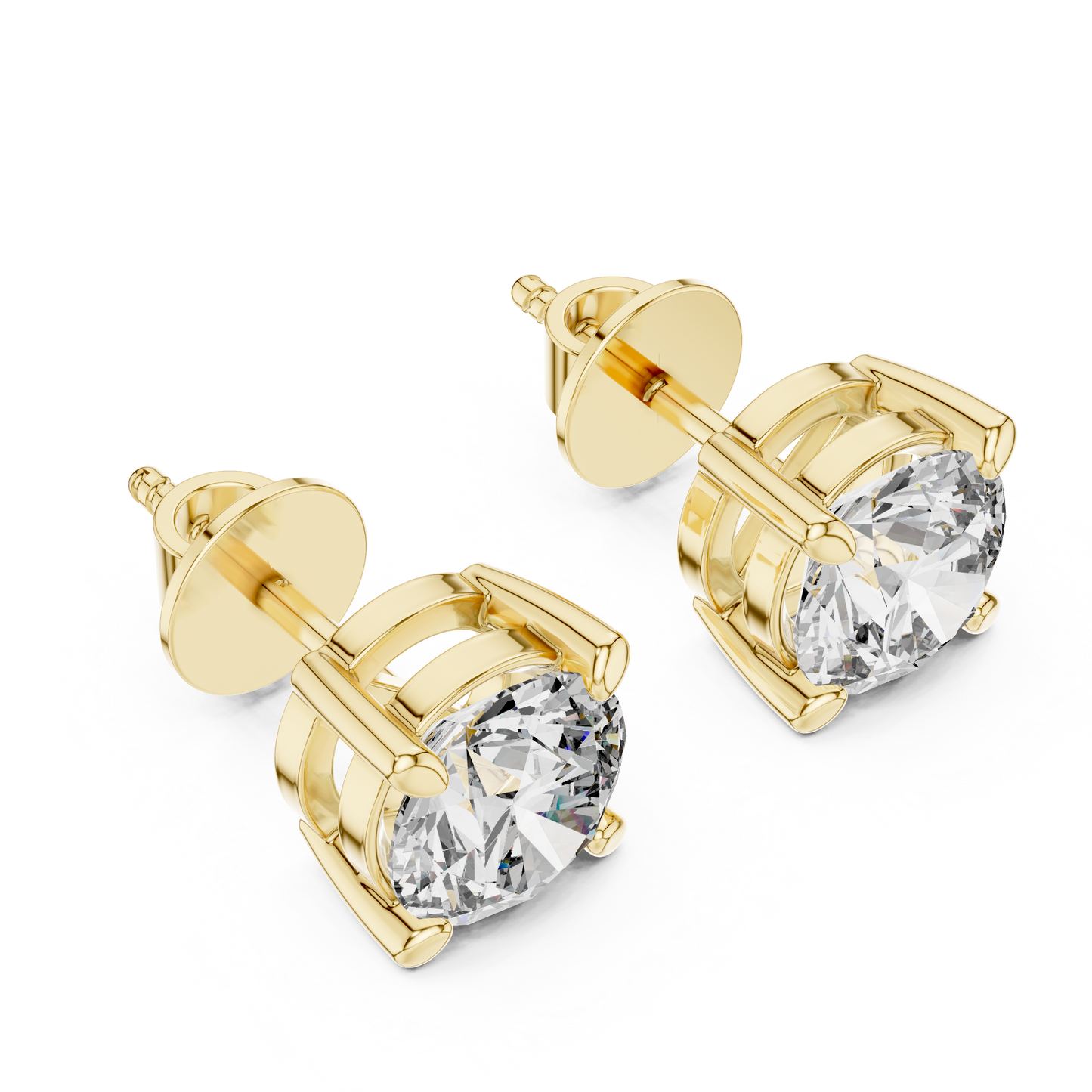 Pendientes Solitarios de Diamante Redondo 2.50ctw en Córdoba, España | Engaste Clásico de Cesta de Cuatro Garras | Diamante Creado en Laboratorio Color D Claridad VS | Oro 10K/18K, Plata y Platino