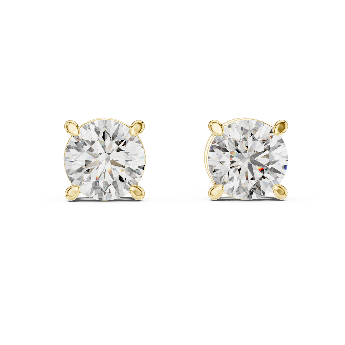 Pendientes Solitarios de Diamante Redondo 2.50ctw en Córdoba, España | Engaste Clásico de Cesta de Cuatro Garras | Diamante Creado en Laboratorio Color D Claridad VS | Oro 10K/18K, Plata y Platino