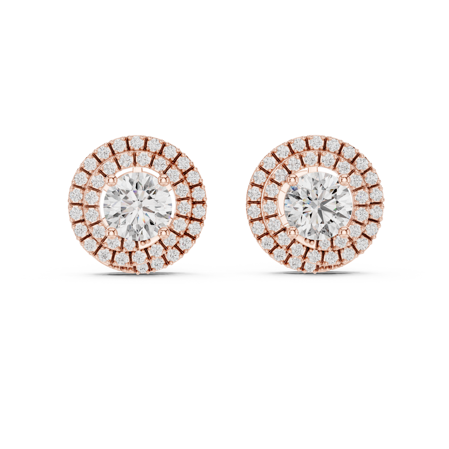 Pendientes de Botón Solitario con Doble Halo 3.42ctw en Córdoba, España | Diamante Creado en Laboratorio Color D, Claridad VS | Oro 10K/18K, Plata y Platino