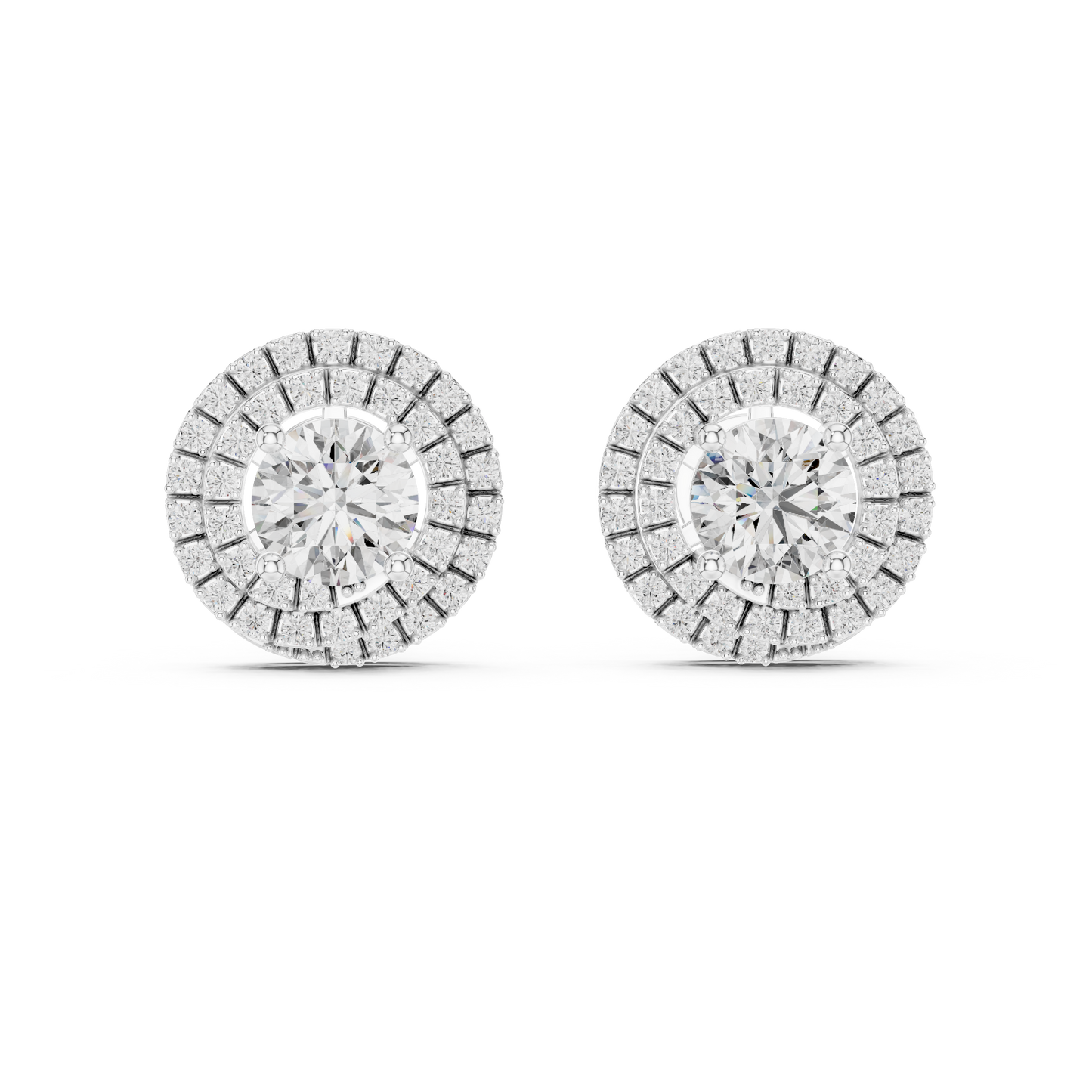 Pendientes de Botón Solitario con Doble Halo 3.42ctw en Córdoba, España | Diamante Creado en Laboratorio Color D, Claridad VS | Oro 10K/18K, Plata y Platino