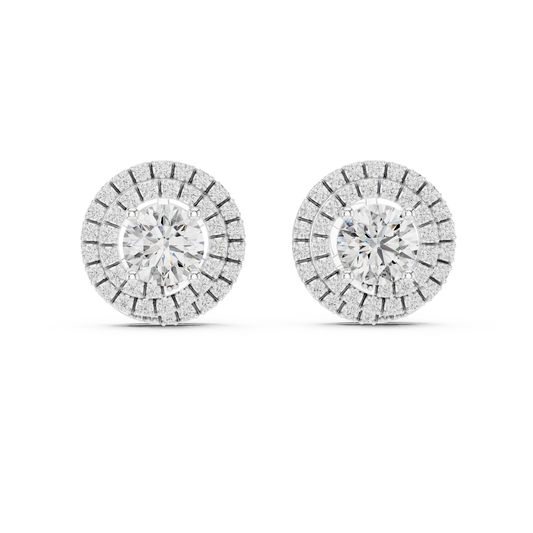 Pendientes de Botón Solitario con Doble Halo 3.42ctw en Córdoba, España | Diamante Creado en Laboratorio Color D, Claridad VS | Oro 10K/18K, Plata y Platino