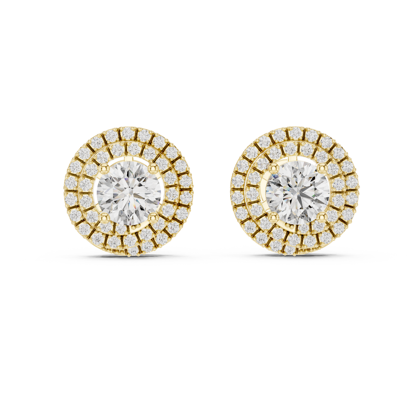 Pendientes de Botón Solitario con Doble Halo 3.42ctw en Córdoba, España | Diamante Creado en Laboratorio Color D, Claridad VS | Oro 10K/18K, Plata y Platino