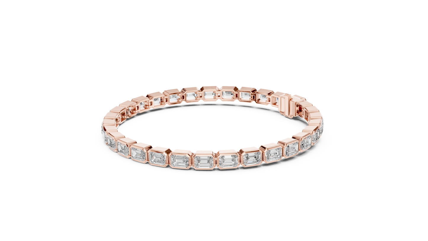 Brazalete Tennis con Diamantes Corte Esmeralda de 9.30ct en Córdoba, España | Diamante Creado en Laboratorio Color D Claridad VS | Oro 10K/18K, Plata y Platino (Disponible en Tallas 16 cm, 18 cm y 20 cm)