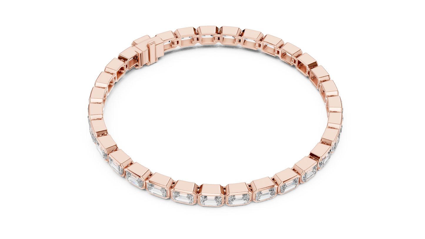 Brazalete Tennis con Diamantes Corte Esmeralda de 9.30ct en Córdoba, España | Diamante Creado en Laboratorio Color D Claridad VS | Oro 10K/18K, Plata y Platino (Disponible en Tallas 16 cm, 18 cm y 20 cm)