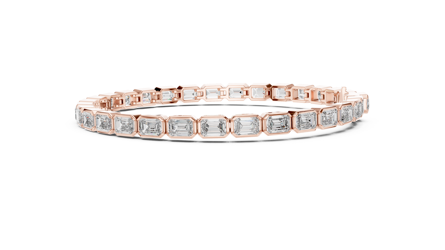 Brazalete Tennis con Diamantes Corte Esmeralda de 9.30ct en Córdoba, España | Diamante Creado en Laboratorio Color D Claridad VS | Oro 10K/18K, Plata y Platino (Disponible en Tallas 16 cm, 18 cm y 20 cm)