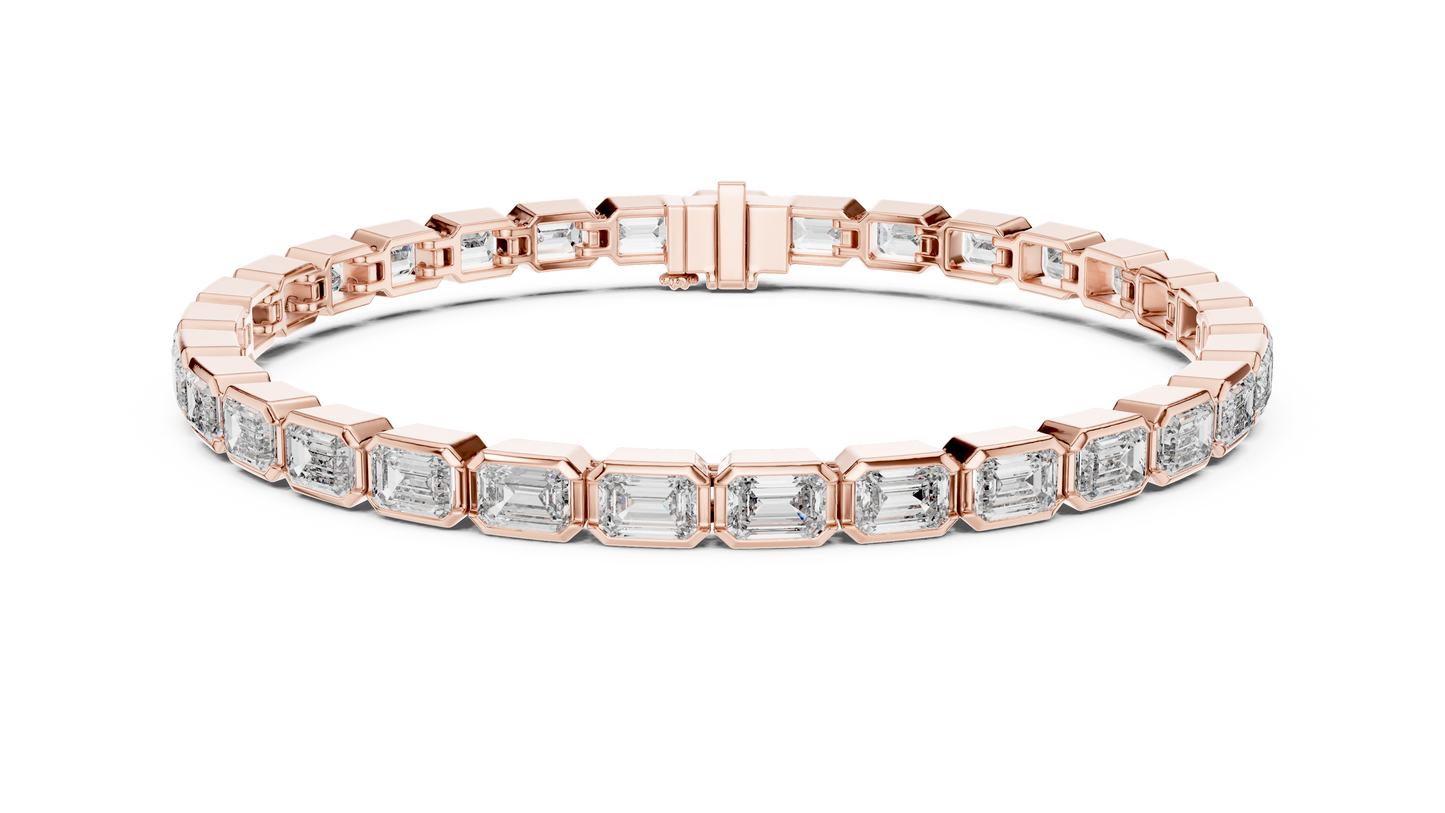 Brazalete Tennis con Diamantes Corte Esmeralda de 9.30ct en Córdoba, España | Diamante Creado en Laboratorio Color D Claridad VS | Oro 10K/18K, Plata y Platino (Disponible en Tallas 16 cm, 18 cm y 20 cm)
