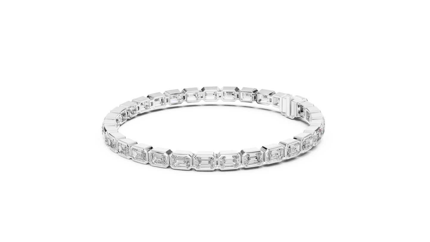Brazalete Tennis con Diamantes Corte Esmeralda de 9.30ct en Córdoba, España | Diamante Creado en Laboratorio Color D Claridad VS | Oro 10K/18K, Plata y Platino (Disponible en Tallas 16 cm, 18 cm y 20 cm)