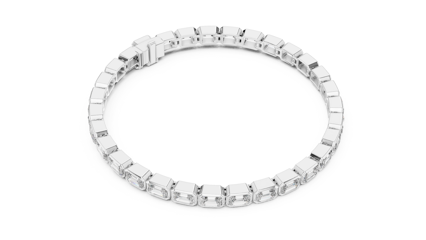Brazalete Tennis con Diamantes Corte Esmeralda de 9.30ct en Córdoba, España | Diamante Creado en Laboratorio Color D Claridad VS | Oro 10K/18K, Plata y Platino (Disponible en Tallas 16 cm, 18 cm y 20 cm)
