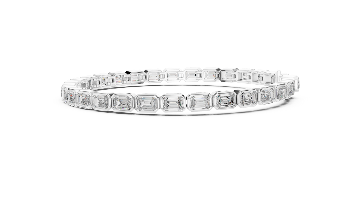Brazalete Tennis con Diamantes Corte Esmeralda de 9.30ct en Córdoba, España | Diamante Creado en Laboratorio Color D Claridad VS | Oro 10K/18K, Plata y Platino (Disponible en Tallas 16 cm, 18 cm y 20 cm)