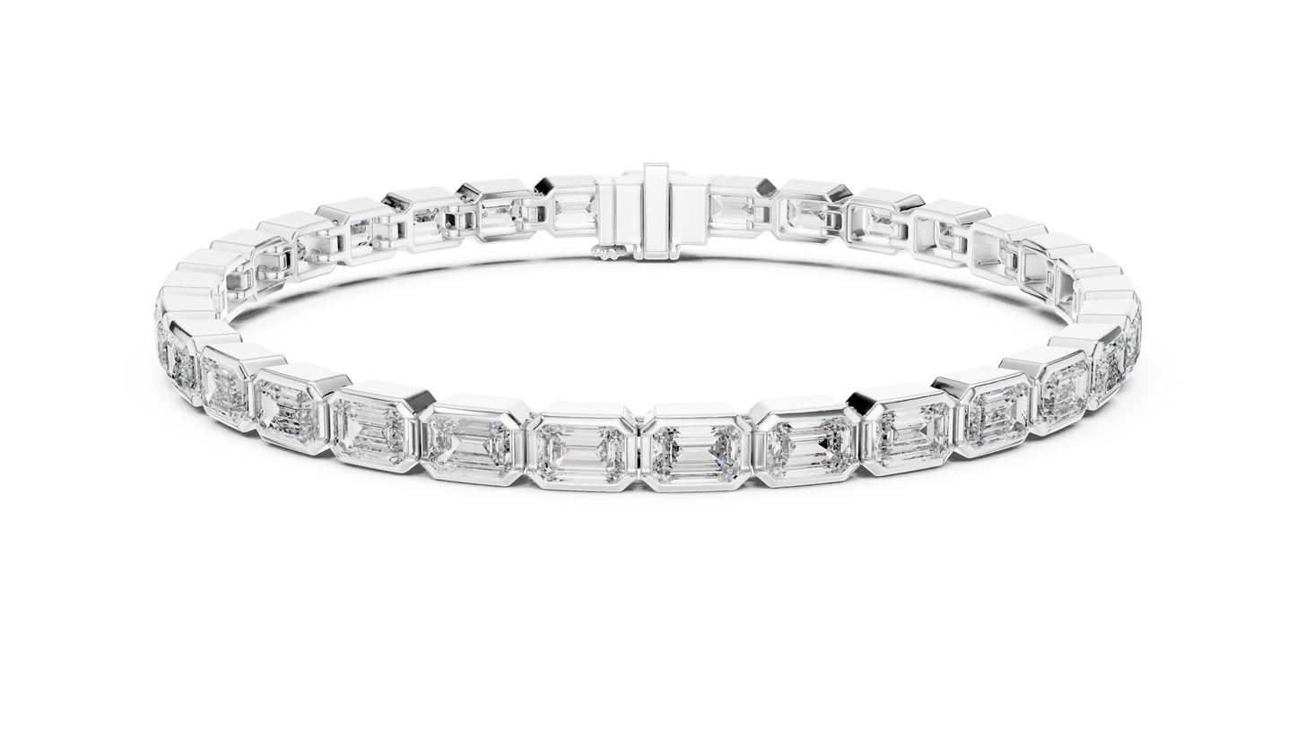 Brazalete Tennis con Diamantes Corte Esmeralda de 9.30ct en Córdoba, España | Diamante Creado en Laboratorio Color D Claridad VS | Oro 10K/18K, Plata y Platino (Disponible en Tallas 16 cm, 18 cm y 20 cm)
