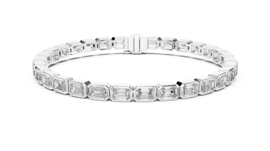 Brazalete Tennis con Diamantes Corte Esmeralda de 9.30ct en Córdoba, España | Diamante Creado en Laboratorio Color D Claridad VS | Oro 10K/18K, Plata y Platino (Disponible en Tallas 16 cm, 18 cm y 20 cm)
