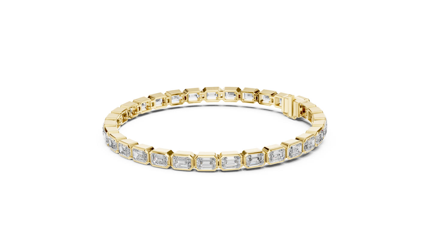 Brazalete Tennis con Diamantes Corte Esmeralda de 9.30ct en Córdoba, España | Diamante Creado en Laboratorio Color D Claridad VS | Oro 10K/18K, Plata y Platino (Disponible en Tallas 16 cm, 18 cm y 20 cm)