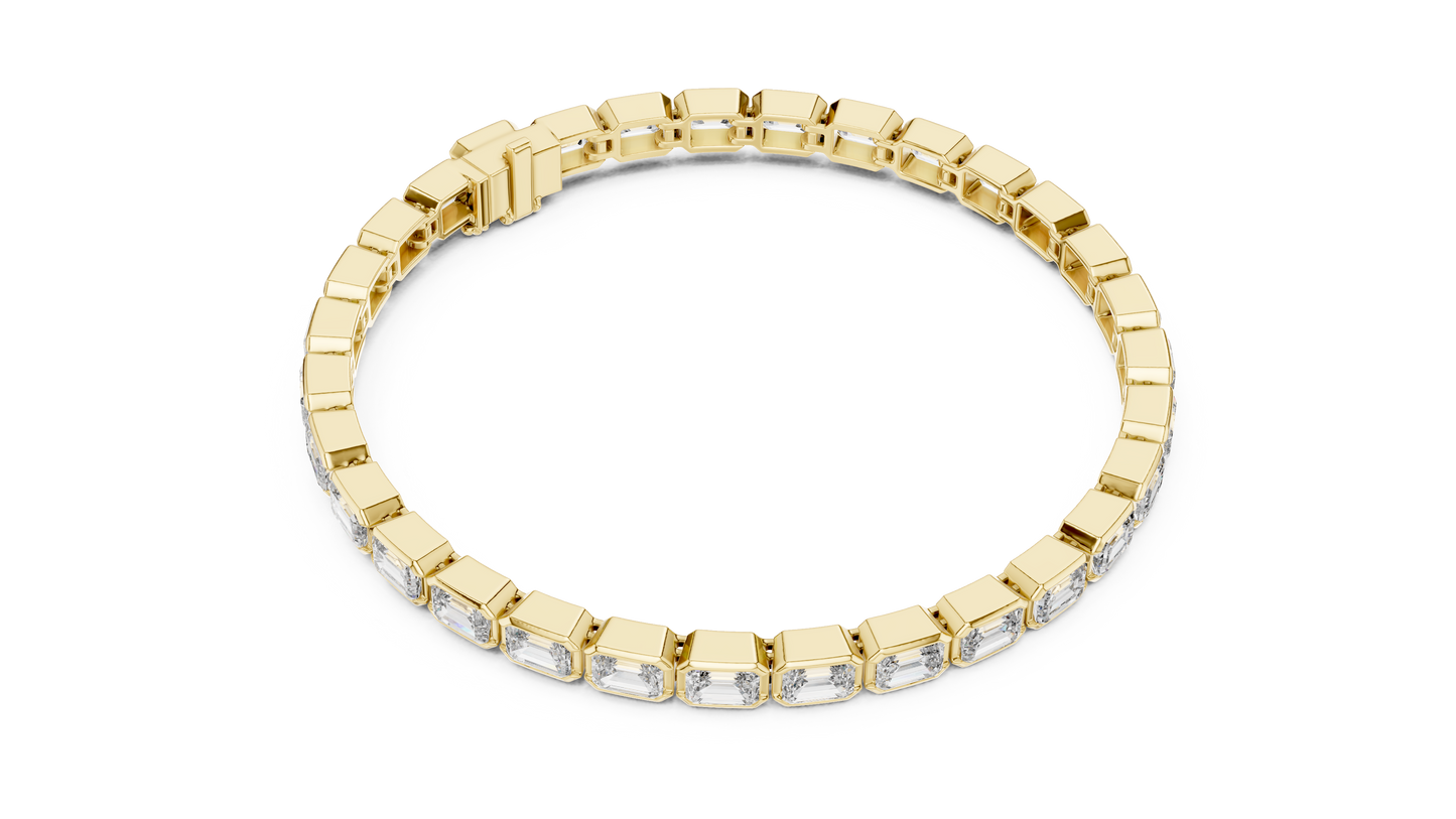 Brazalete Tennis con Diamantes Corte Esmeralda de 9.30ct en Córdoba, España | Diamante Creado en Laboratorio Color D Claridad VS | Oro 10K/18K, Plata y Platino (Disponible en Tallas 16 cm, 18 cm y 20 cm)