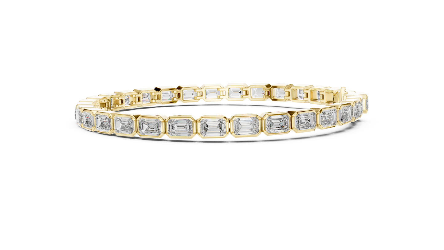 Brazalete Tennis con Diamantes Corte Esmeralda de 9.30ct en Córdoba, España | Diamante Creado en Laboratorio Color D Claridad VS | Oro 10K/18K, Plata y Platino (Disponible en Tallas 16 cm, 18 cm y 20 cm)