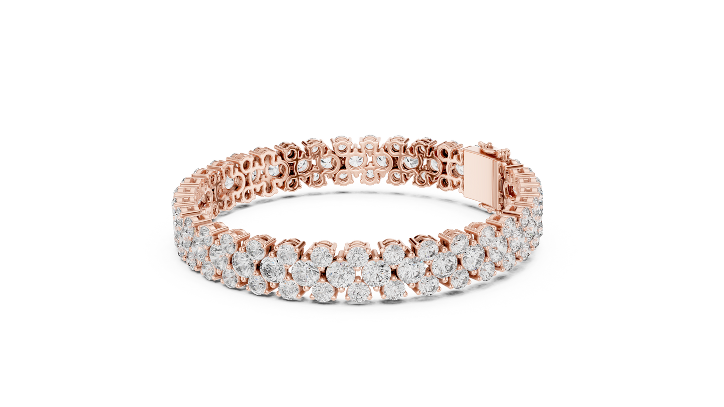 Pulsera Tennis de Diamantes Round Brilliant Triple Fila 17.38ctw en Córdoba, España | Diamantes Creados en Laboratorio Color D Claridad VS | Oro 10K/18K, Plata y Platino (Disponible en 16cm, 18cm y 20cm)