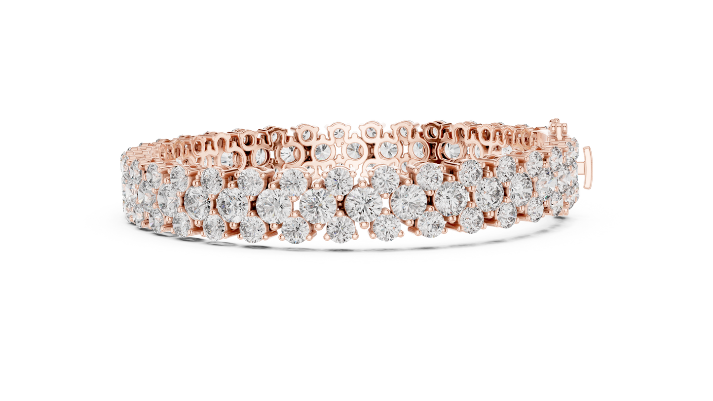 Pulsera Tennis de Diamantes Round Brilliant Triple Fila 17.38ctw en Córdoba, España | Diamantes Creados en Laboratorio Color D Claridad VS | Oro 10K/18K, Plata y Platino (Disponible en 16cm, 18cm y 20cm)