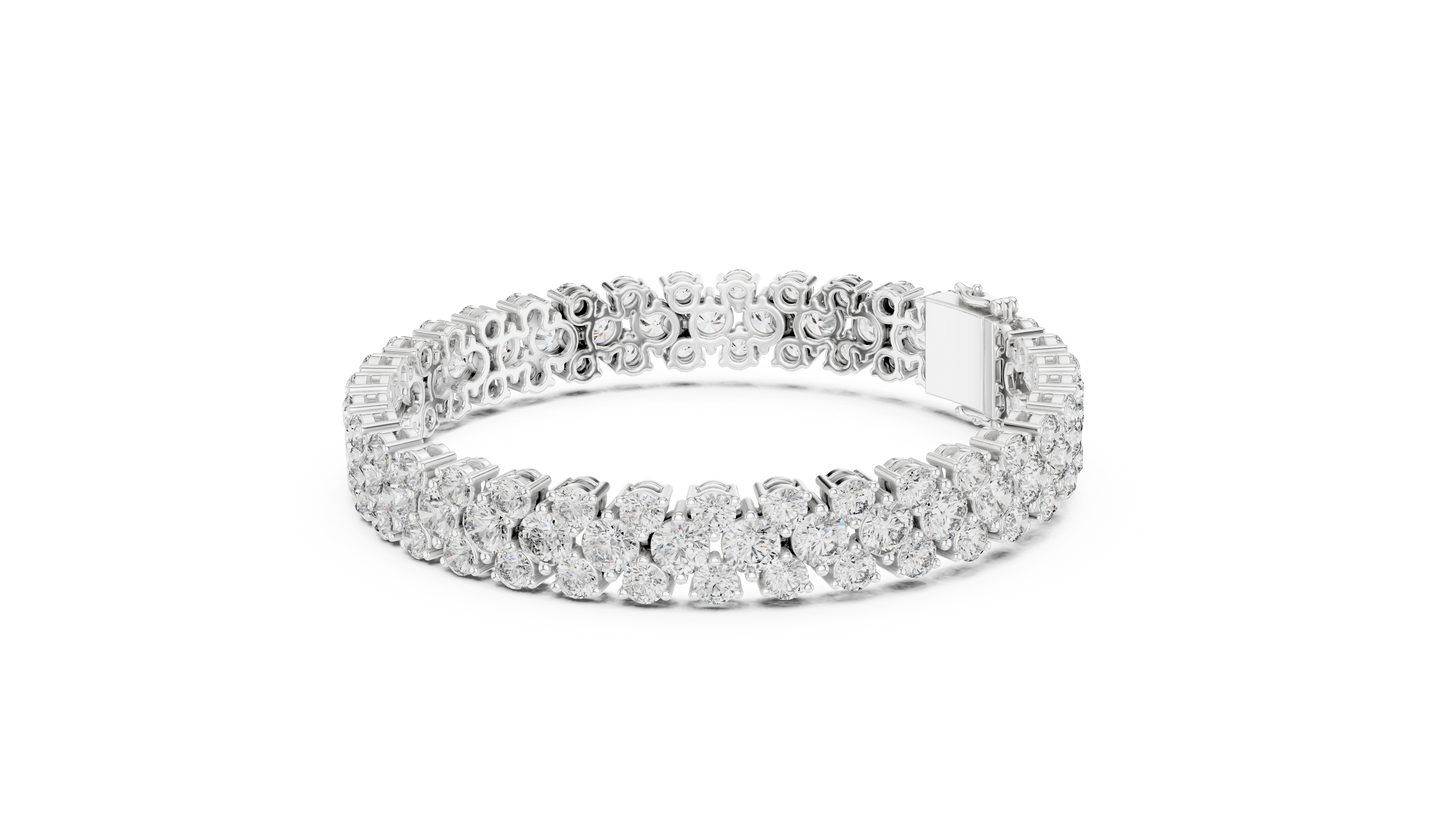 Pulsera Tennis de Diamantes Round Brilliant Triple Fila 17.38ctw en Córdoba, España | Diamantes Creados en Laboratorio Color D Claridad VS | Oro 10K/18K, Plata y Platino (Disponible en 16cm, 18cm y 20cm)