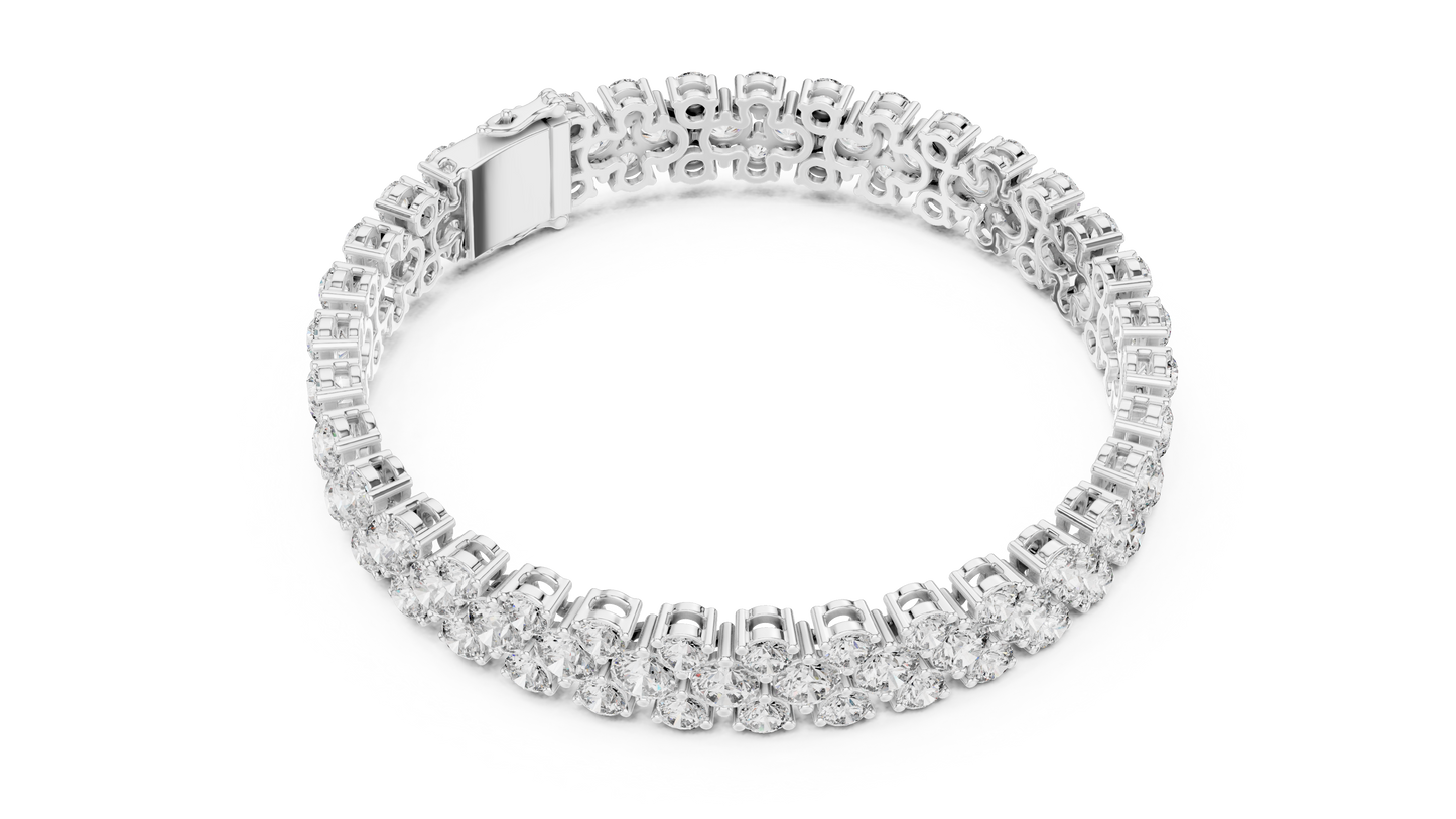 Pulsera Tennis de Diamantes Round Brilliant Triple Fila 17.38ctw en Córdoba, España | Diamantes Creados en Laboratorio Color D Claridad VS | Oro 10K/18K, Plata y Platino (Disponible en 16cm, 18cm y 20cm)