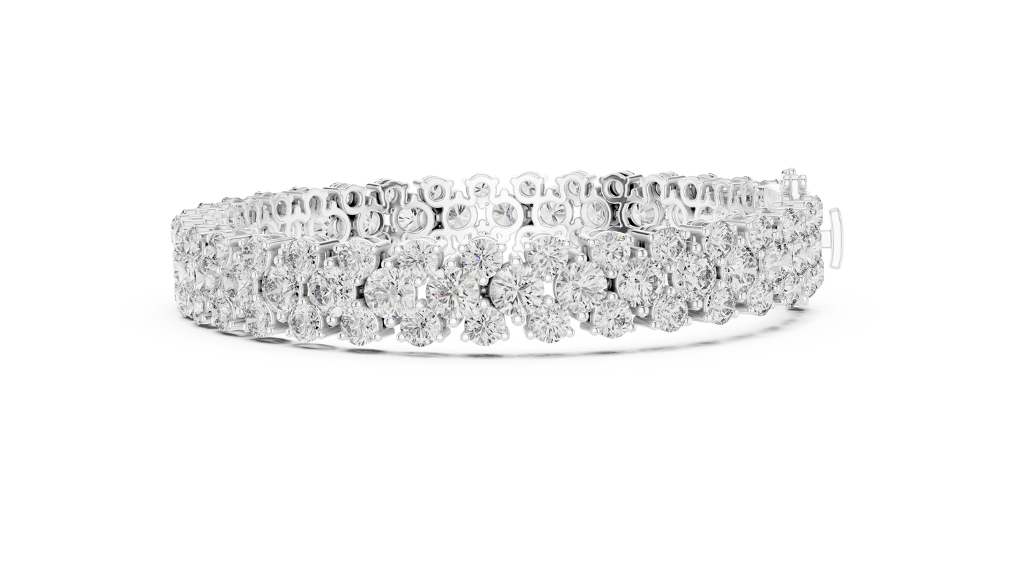 Pulsera Tennis de Diamantes Round Brilliant Triple Fila 17.38ctw en Córdoba, España | Diamantes Creados en Laboratorio Color D Claridad VS | Oro 10K/18K, Plata y Platino (Disponible en 16cm, 18cm y 20cm)