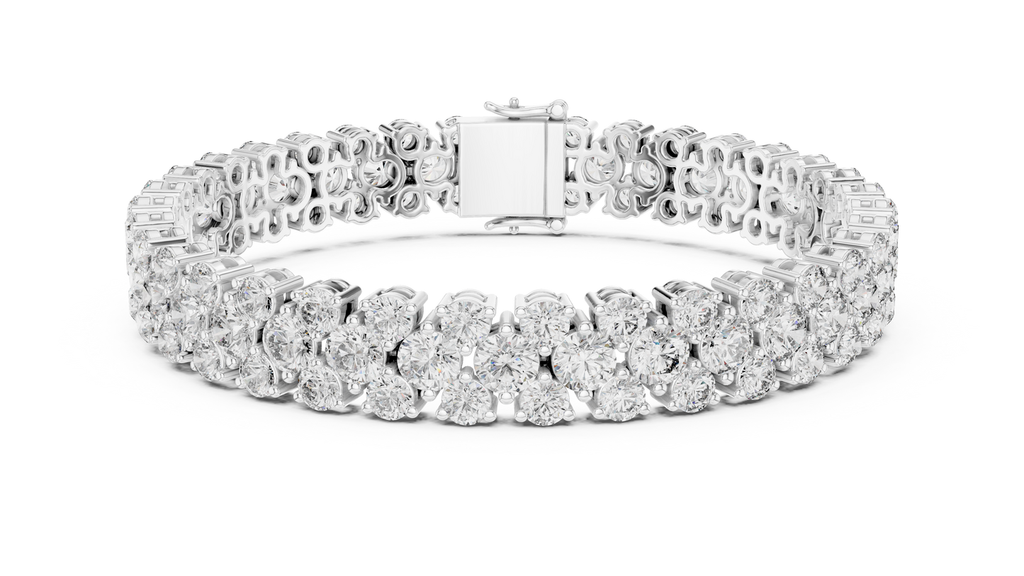 Pulsera Tennis de Diamantes Round Brilliant Triple Fila 17.38ctw en Córdoba, España | Diamantes Creados en Laboratorio Color D Claridad VS | Oro 10K/18K, Plata y Platino (Disponible en 16cm, 18cm y 20cm)
