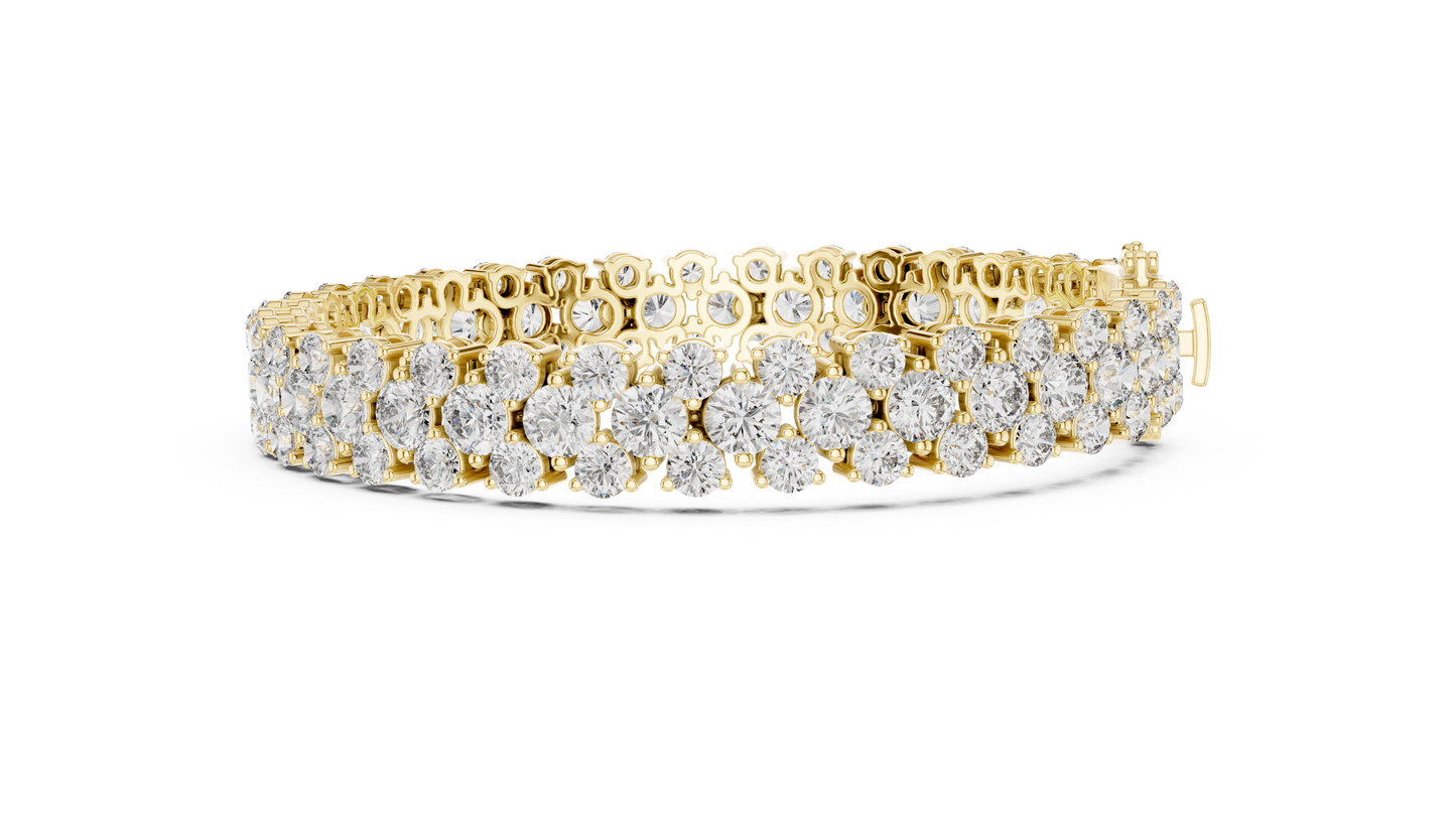 Pulsera Tennis de Diamantes Round Brilliant Triple Fila 17.38ctw en Córdoba, España | Diamantes Creados en Laboratorio Color D Claridad VS | Oro 10K/18K, Plata y Platino (Disponible en 16cm, 18cm y 20cm)