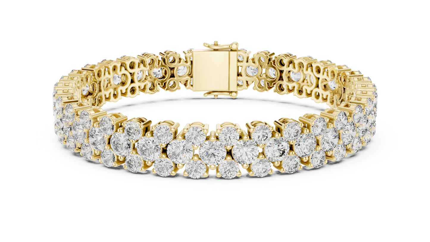 Pulsera Tennis de Diamantes Round Brilliant Triple Fila 17.38ctw en Córdoba, España | Diamantes Creados en Laboratorio Color D Claridad VS | Oro 10K/18K, Plata y Platino (Disponible en 16cm, 18cm y 20cm)