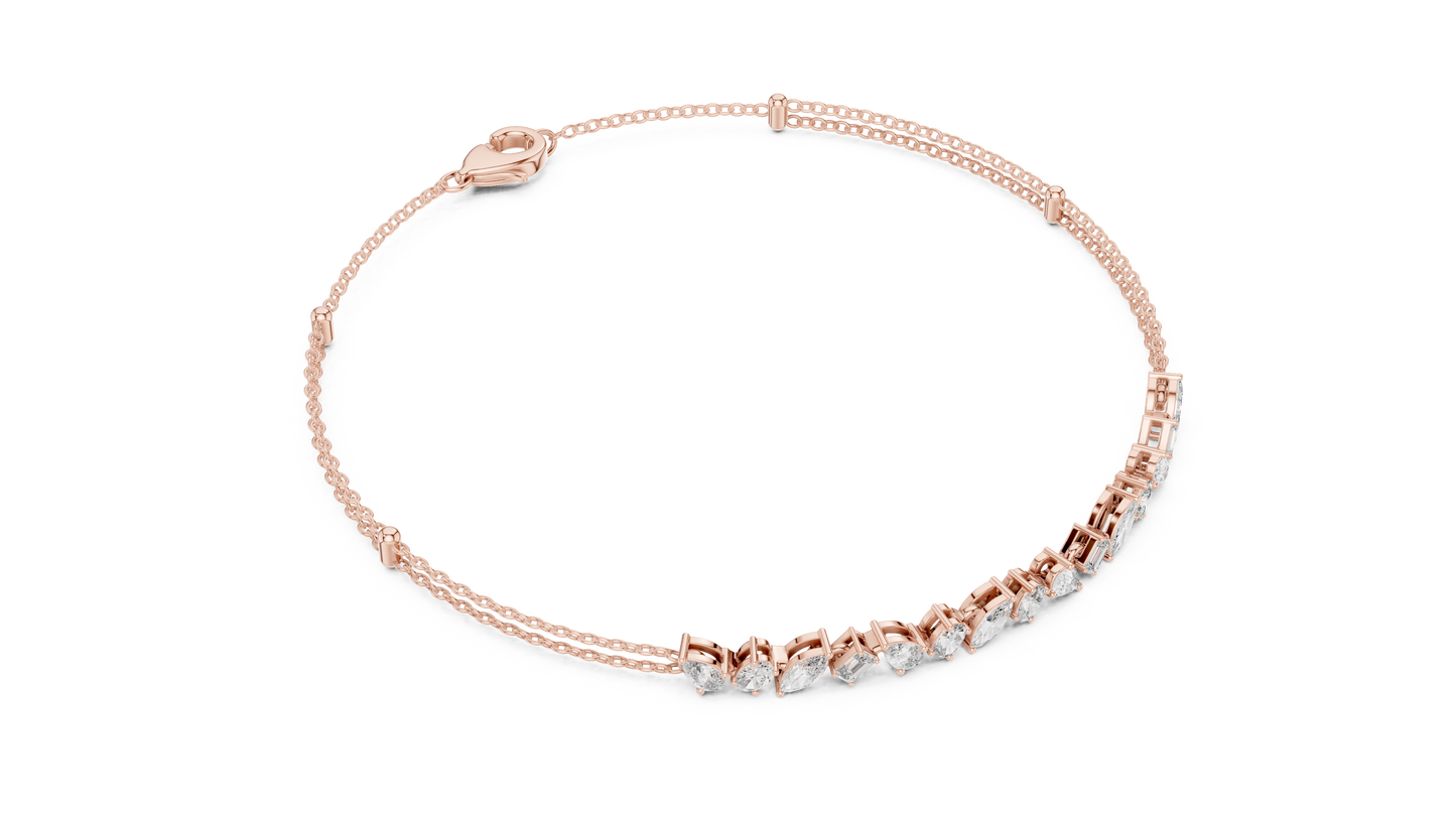 Pulsera Infinity de Diamantes Multi-Forma 1.50ctw en Córdoba, España | Corte Pera, Oval, Marquesa y Esmeralda | Diamantes Creados en Laboratorio Color D Claridad VS | Oro 10K/18K, Plata y Platino (Disponible en 16cm, 18cm y 20cm)