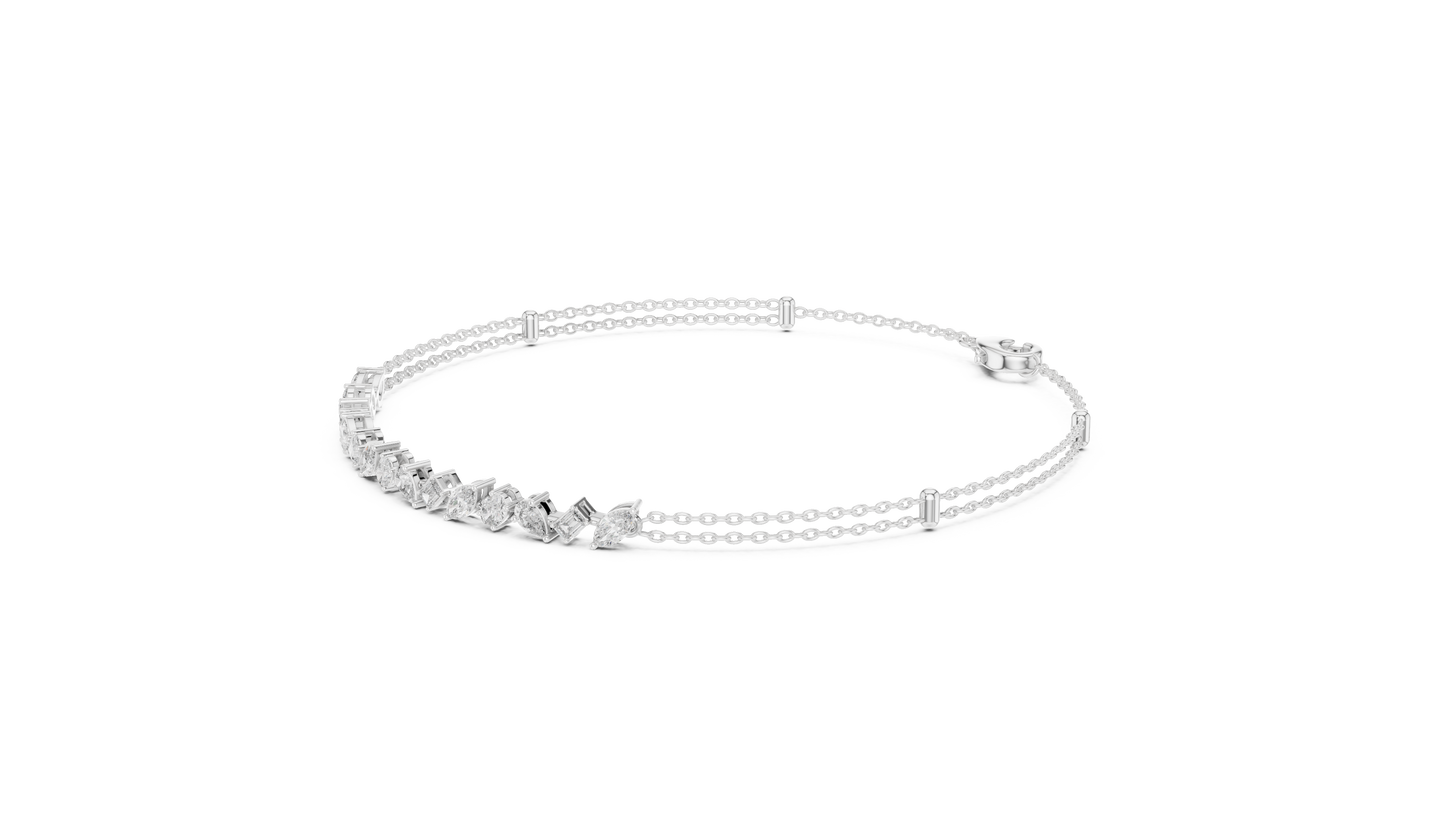 Pulsera Infinity de Diamantes Multi-Forma 1.50ctw en Córdoba, España | Corte Pera, Oval, Marquesa y Esmeralda | Diamantes Creados en Laboratorio Color D Claridad VS | Oro 10K/18K, Plata y Platino (Disponible en 16cm, 18cm y 20cm)