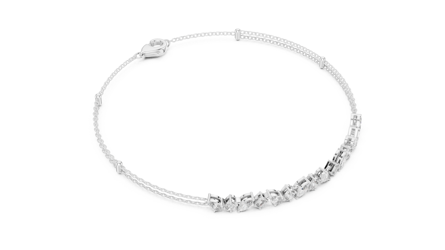 Pulsera Infinity de Diamantes Multi-Forma 1.50ctw en Córdoba, España | Corte Pera, Oval, Marquesa y Esmeralda | Diamantes Creados en Laboratorio Color D Claridad VS | Oro 10K/18K, Plata y Platino (Disponible en 16cm, 18cm y 20cm)