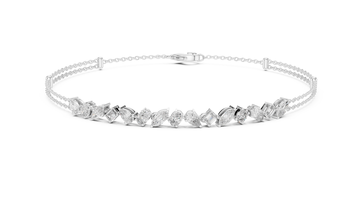 Pulsera Infinity de Diamantes Multi-Forma 1.50ctw en Córdoba, España | Corte Pera, Oval, Marquesa y Esmeralda | Diamantes Creados en Laboratorio Color D Claridad VS | Oro 10K/18K, Plata y Platino (Disponible en 16cm, 18cm y 20cm)