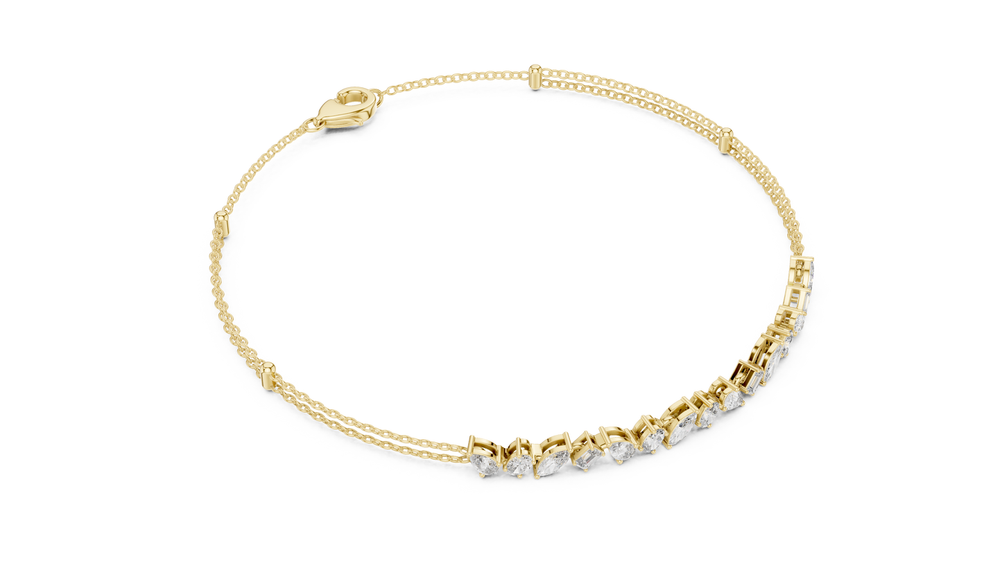 Pulsera Infinity de Diamantes Multi-Forma 1.50ctw en Córdoba, España | Corte Pera, Oval, Marquesa y Esmeralda | Diamantes Creados en Laboratorio Color D Claridad VS | Oro 10K/18K, Plata y Platino (Disponible en 16cm, 18cm y 20cm)
