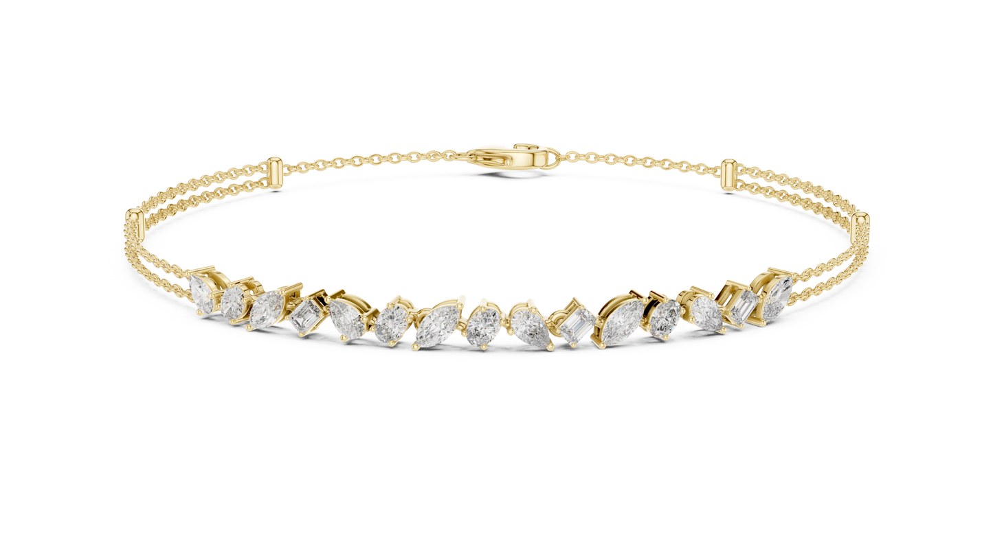 Pulsera Infinity de Diamantes Multi-Forma 1.50ctw en Córdoba, España | Corte Pera, Oval, Marquesa y Esmeralda | Diamantes Creados en Laboratorio Color D Claridad VS | Oro 10K/18K, Plata y Platino (Disponible en 16cm, 18cm y 20cm)