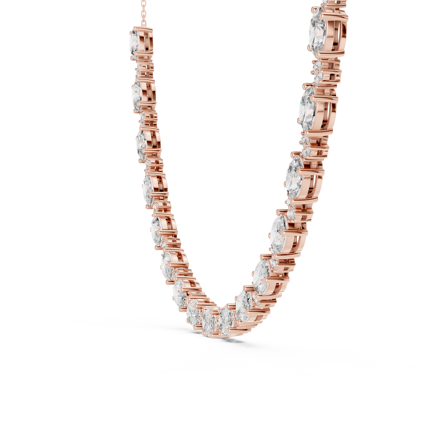 Collar Halo de Diamantes Ovalados y Redondos 1.28ctw en Córdoba, España | Diamantes Creados en Laboratorio Color D Claridad VS | Oro 10K/18K, Plata y Platino (Disponible en 40cm, 45cm y 50cm)