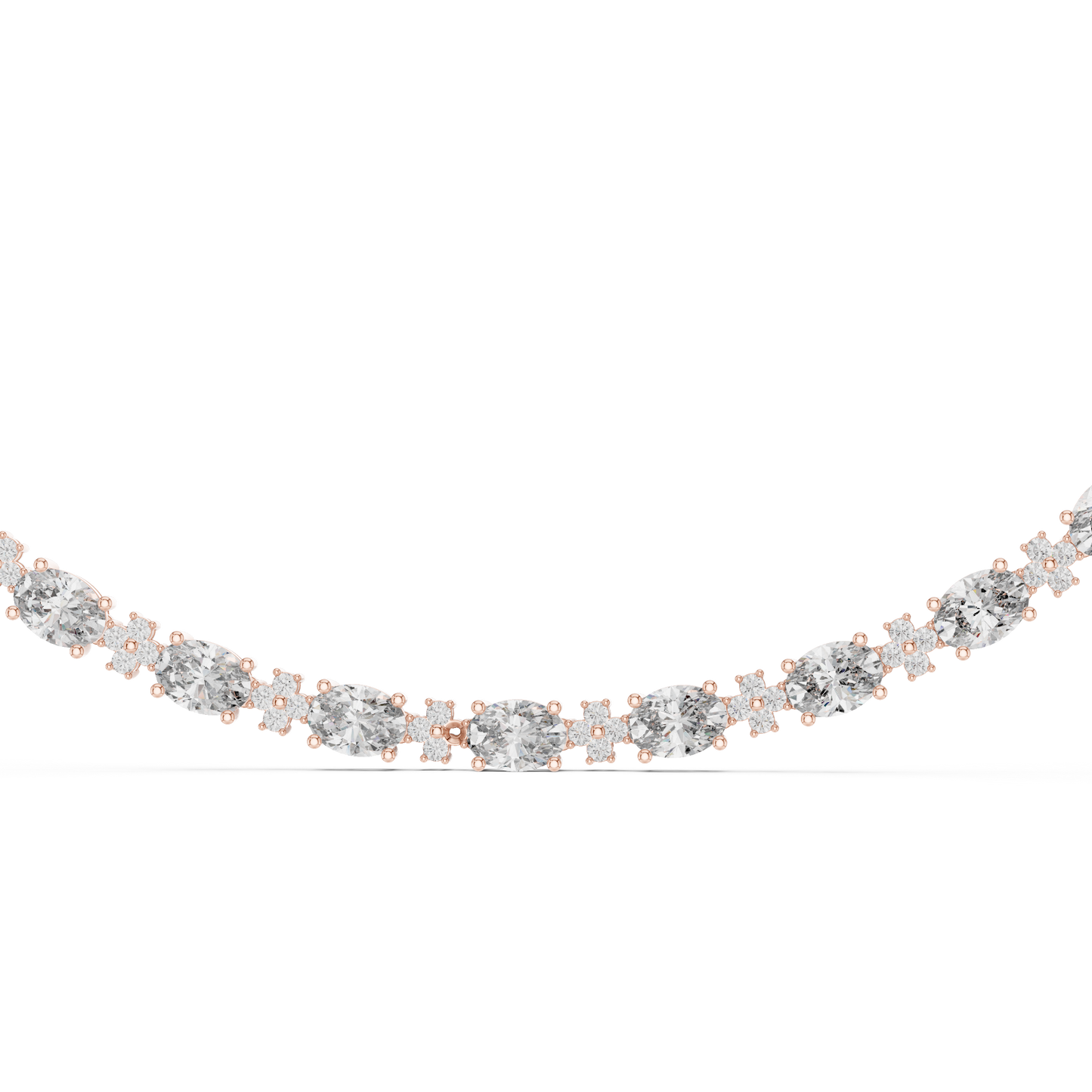 Collar Halo de Diamantes Ovalados y Redondos 1.28ctw en Córdoba, España | Diamantes Creados en Laboratorio Color D Claridad VS | Oro 10K/18K, Plata y Platino (Disponible en 40cm, 45cm y 50cm)