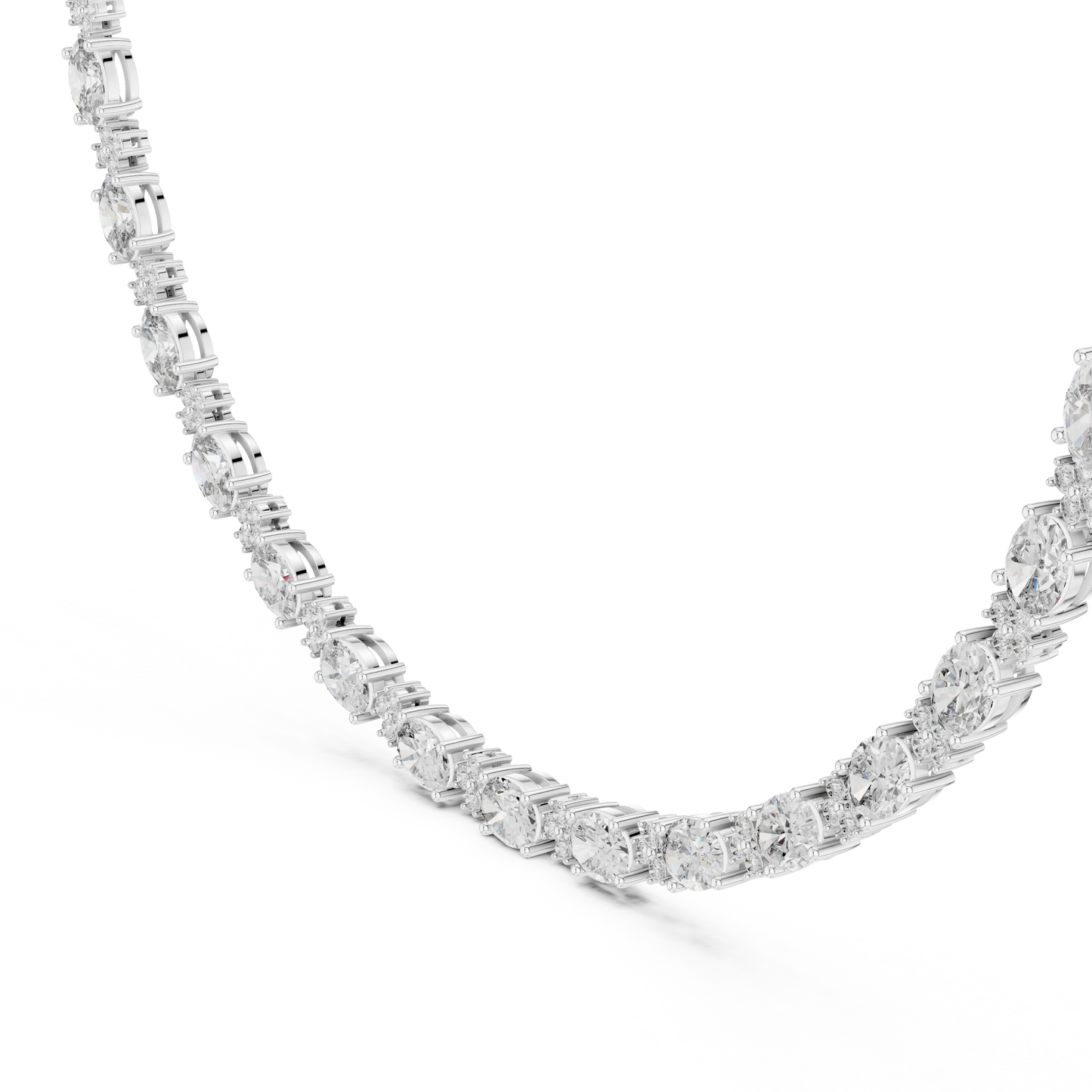 Collar Halo de Diamantes Ovalados y Redondos 1.28ctw en Córdoba, España | Diamantes Creados en Laboratorio Color D Claridad VS | Oro 10K/18K, Plata y Platino (Disponible en 40cm, 45cm y 50cm)