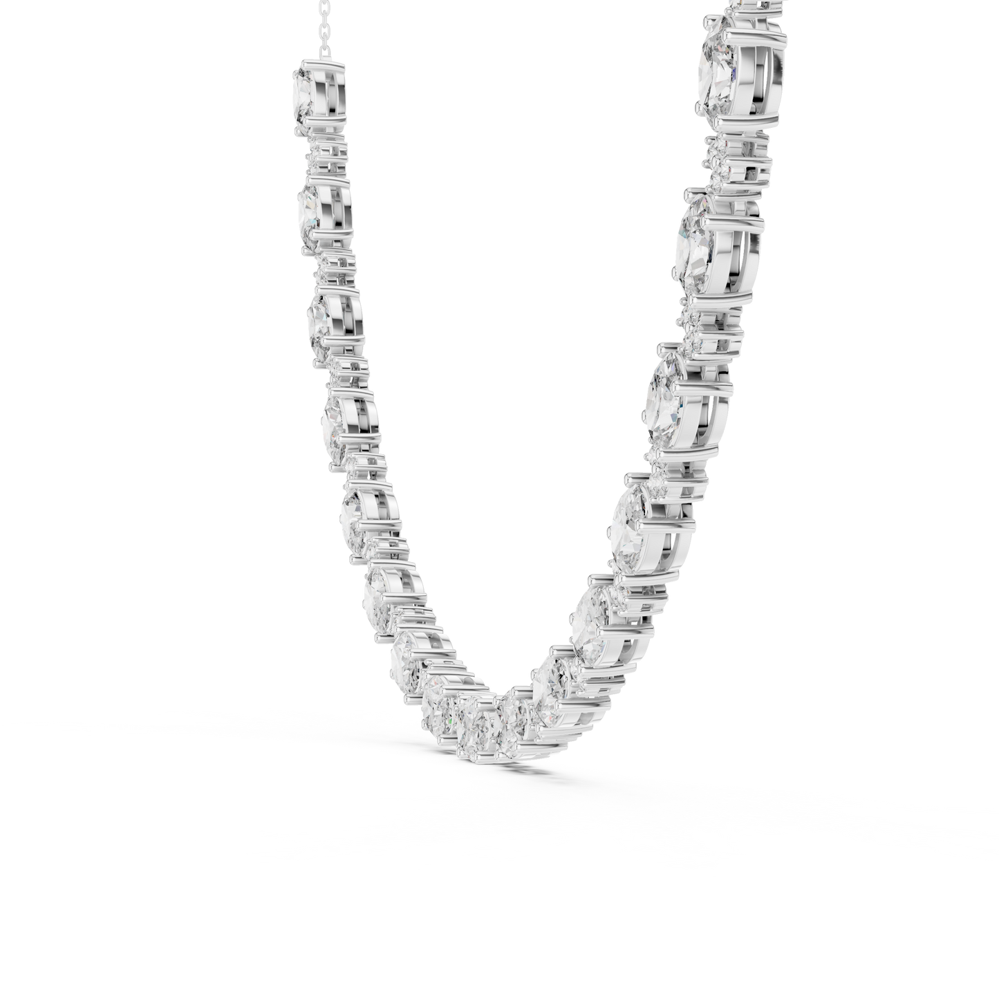 Collar Halo de Diamantes Ovalados y Redondos 1.28ctw en Córdoba, España | Diamantes Creados en Laboratorio Color D Claridad VS | Oro 10K/18K, Plata y Platino (Disponible en 40cm, 45cm y 50cm)