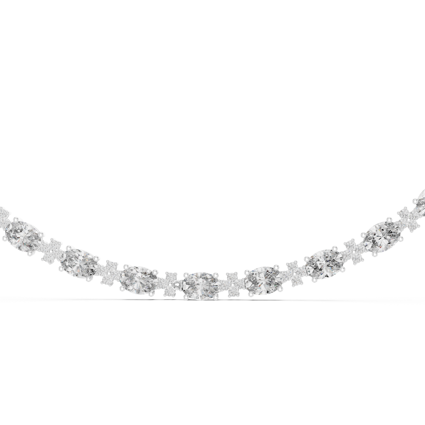 Collar Halo de Diamantes Ovalados y Redondos 1.28ctw en Córdoba, España | Diamantes Creados en Laboratorio Color D Claridad VS | Oro 10K/18K, Plata y Platino (Disponible en 40cm, 45cm y 50cm)