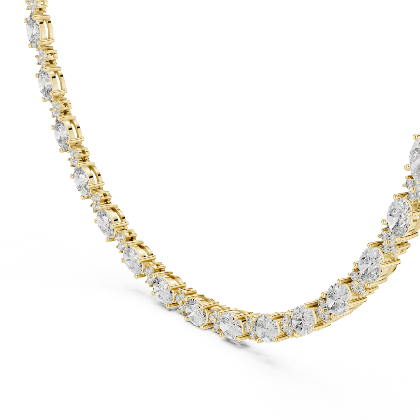 Collar Halo de Diamantes Ovalados y Redondos 1.28ctw en Córdoba, España | Diamantes Creados en Laboratorio Color D Claridad VS | Oro 10K/18K, Plata y Platino (Disponible en 40cm, 45cm y 50cm)