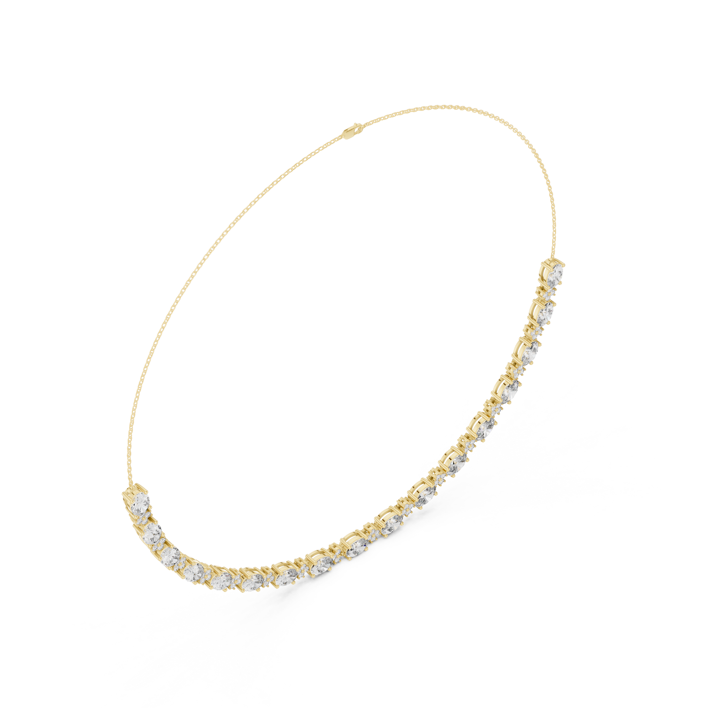 Collar Halo de Diamantes Ovalados y Redondos 1.28ctw en Córdoba, España | Diamantes Creados en Laboratorio Color D Claridad VS | Oro 10K/18K, Plata y Platino (Disponible en 40cm, 45cm y 50cm)