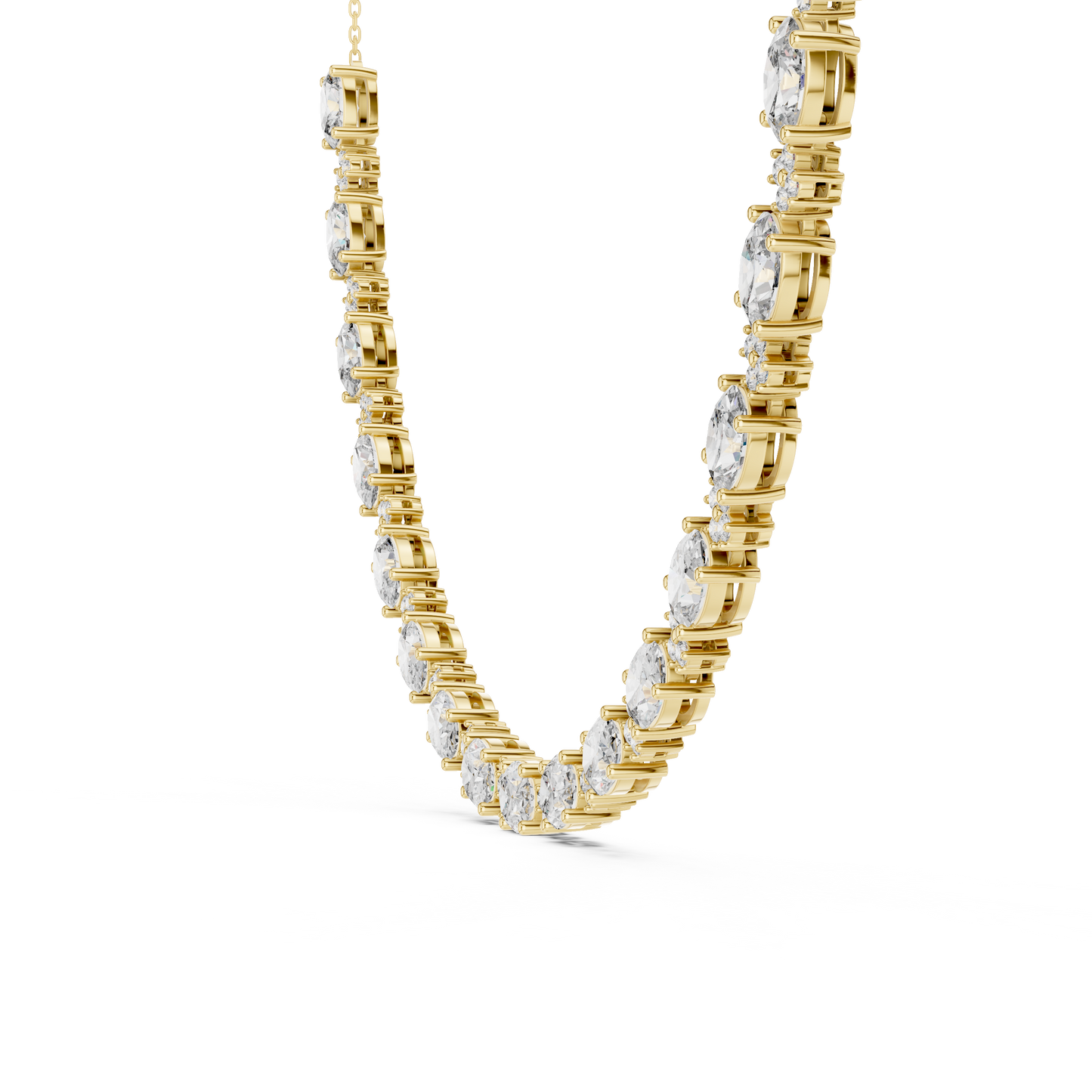 Collar Halo de Diamantes Ovalados y Redondos 1.28ctw en Córdoba, España | Diamantes Creados en Laboratorio Color D Claridad VS | Oro 10K/18K, Plata y Platino (Disponible en 40cm, 45cm y 50cm)