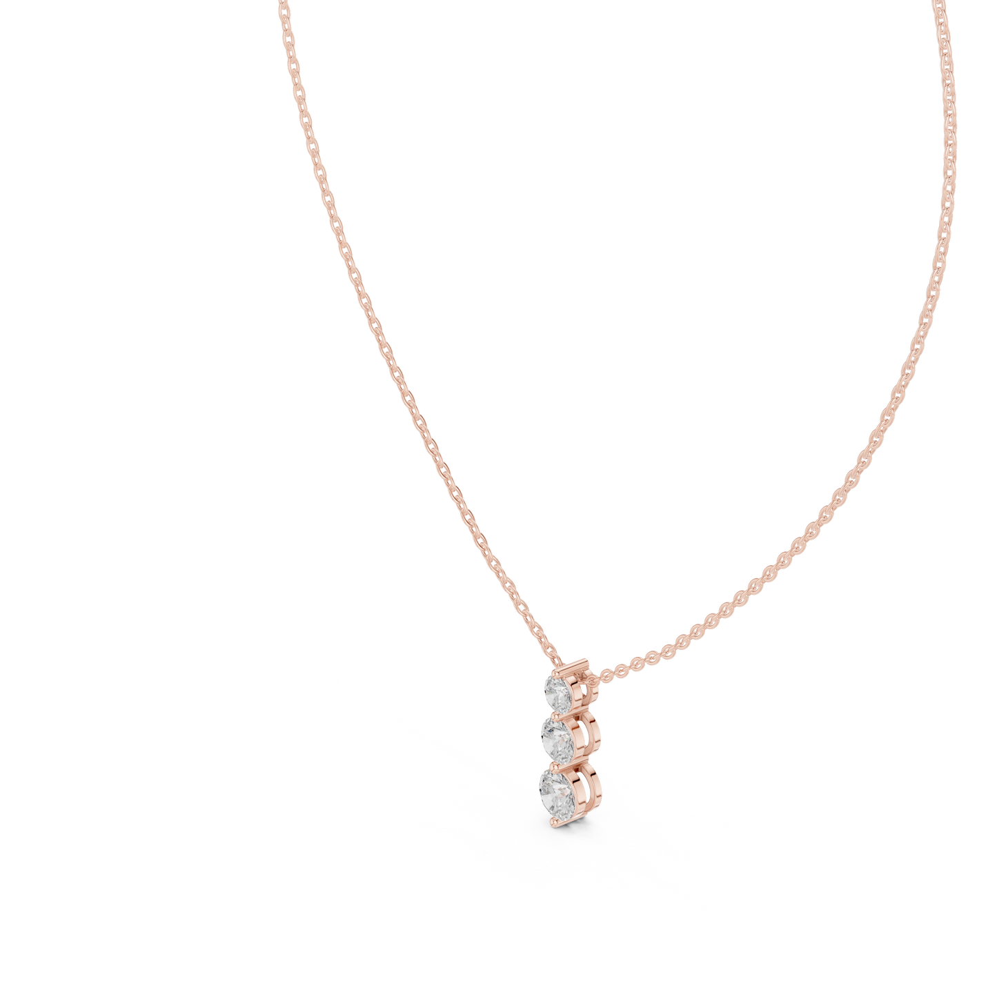Colgante Vertical Triple de Diamantes 1.11ctw en Córdoba, España| Diamantes Redondos Brillantes Graduados Creados en Laboratorio | Oro 10K/18K, Plata y Platino (Disponible en Cadenas de 40cm, 45cm y 50cm)