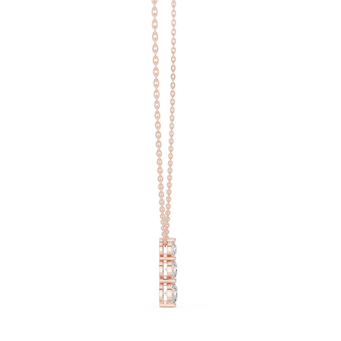 Colgante Vertical Triple de Diamantes 1.11ctw en Córdoba, España| Diamantes Redondos Brillantes Graduados Creados en Laboratorio | Oro 10K/18K, Plata y Platino (Disponible en Cadenas de 40cm, 45cm y 50cm)