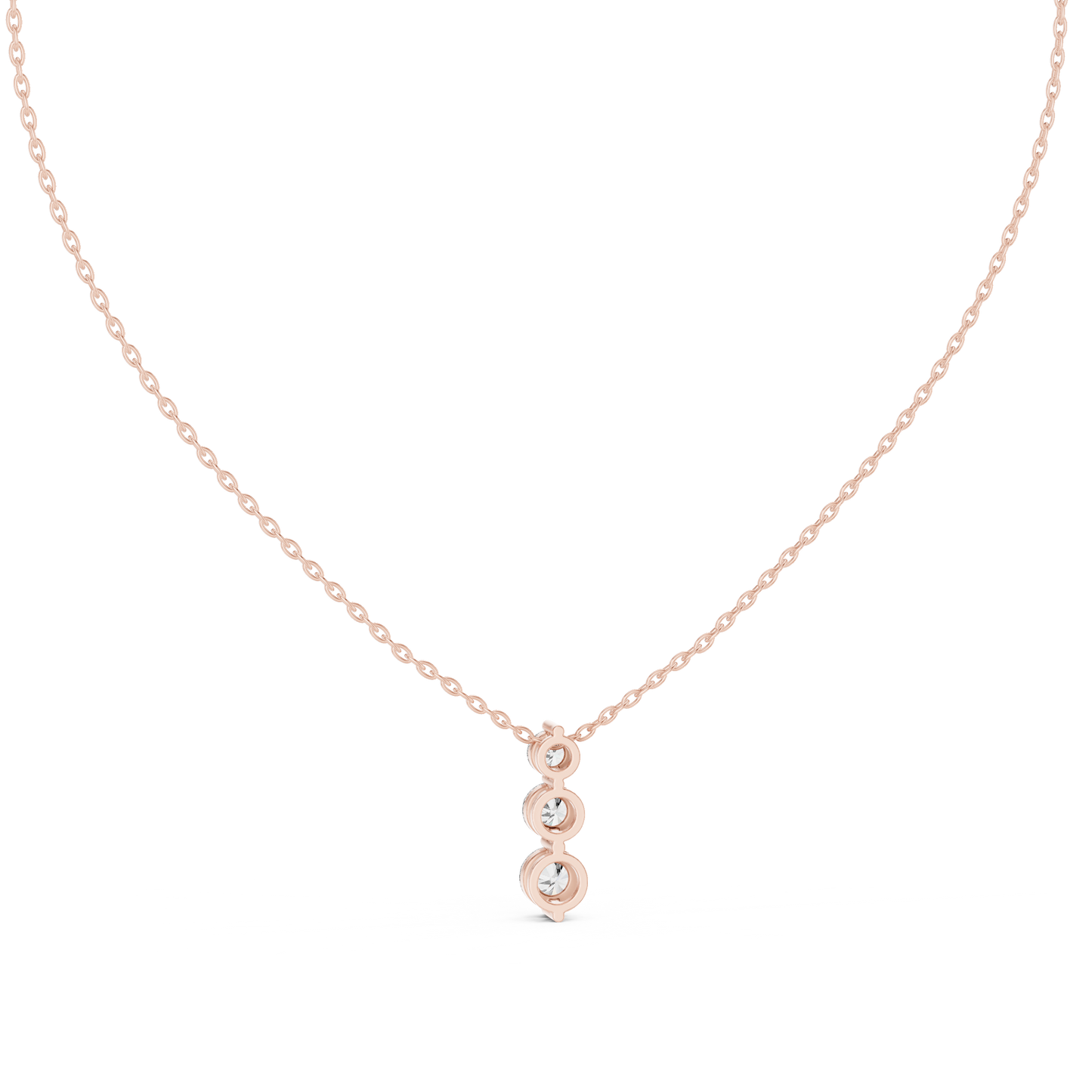 Colgante Vertical Triple de Diamantes 1.11ctw en Córdoba, España| Diamantes Redondos Brillantes Graduados Creados en Laboratorio | Oro 10K/18K, Plata y Platino (Disponible en Cadenas de 40cm, 45cm y 50cm)