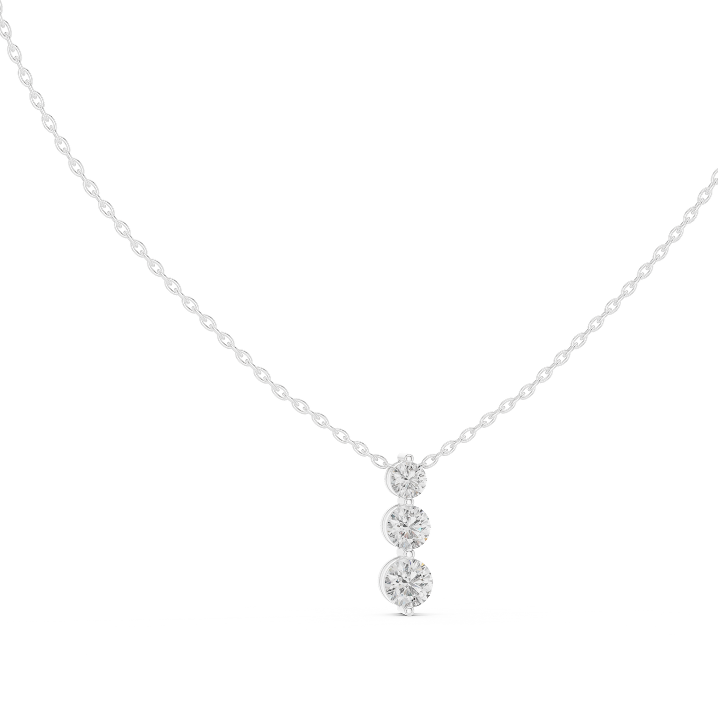 Colgante Vertical Triple de Diamantes 1.11ctw en Córdoba, España| Diamantes Redondos Brillantes Graduados Creados en Laboratorio | Oro 10K/18K, Plata y Platino (Disponible en Cadenas de 40cm, 45cm y 50cm)