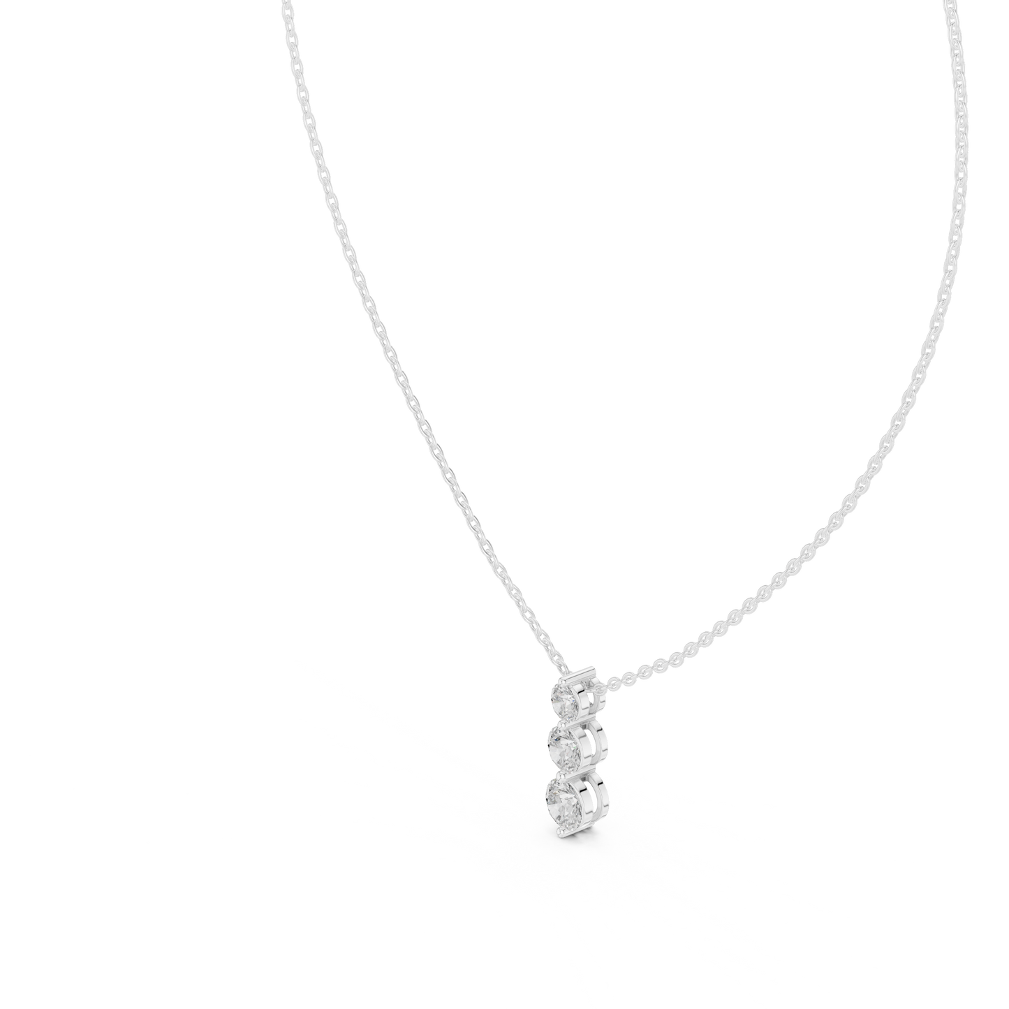 Colgante Vertical Triple de Diamantes 1.11ctw en Córdoba, España| Diamantes Redondos Brillantes Graduados Creados en Laboratorio | Oro 10K/18K, Plata y Platino (Disponible en Cadenas de 40cm, 45cm y 50cm)