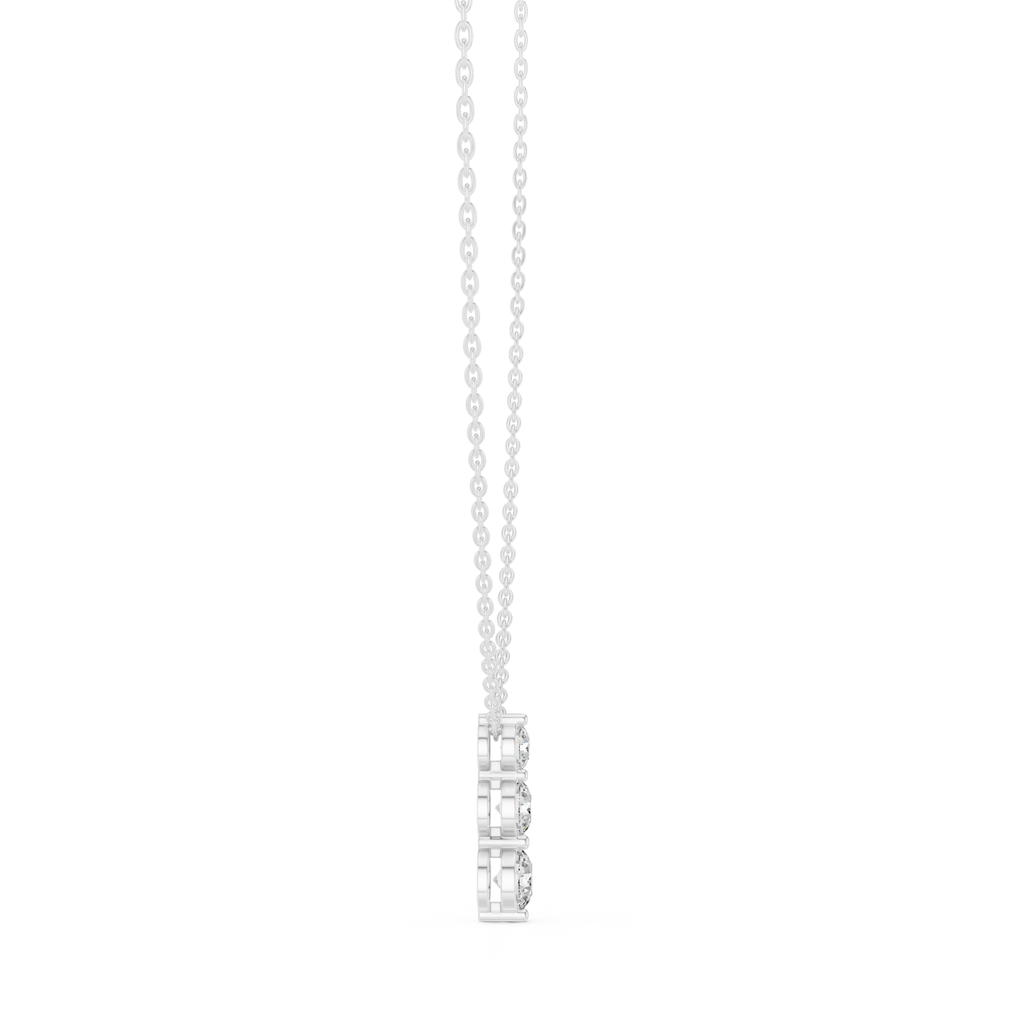 Colgante Vertical Triple de Diamantes 1.11ctw en Córdoba, España| Diamantes Redondos Brillantes Graduados Creados en Laboratorio | Oro 10K/18K, Plata y Platino (Disponible en Cadenas de 40cm, 45cm y 50cm)