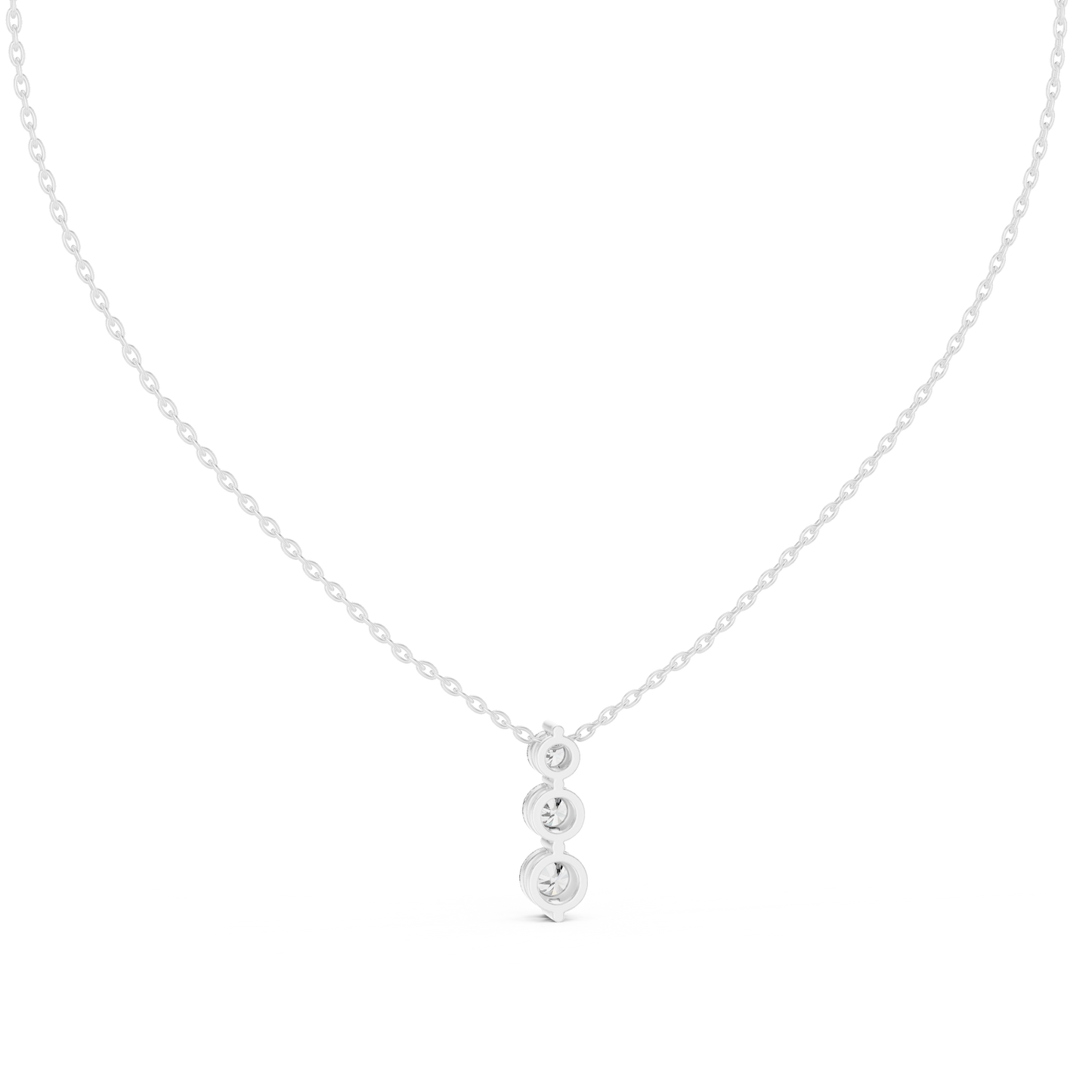Colgante Vertical Triple de Diamantes 1.11ctw en Córdoba, España| Diamantes Redondos Brillantes Graduados Creados en Laboratorio | Oro 10K/18K, Plata y Platino (Disponible en Cadenas de 40cm, 45cm y 50cm)