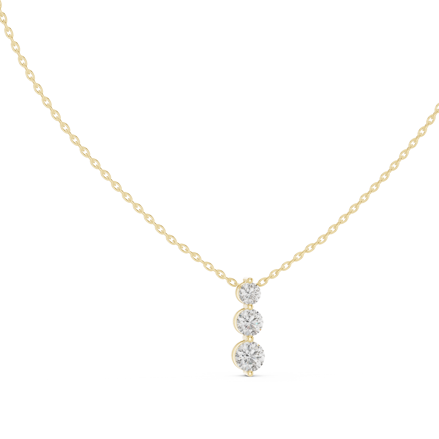 Colgante Vertical Triple de Diamantes 1.11ctw en Córdoba, España| Diamantes Redondos Brillantes Graduados Creados en Laboratorio | Oro 10K/18K, Plata y Platino (Disponible en Cadenas de 40cm, 45cm y 50cm)