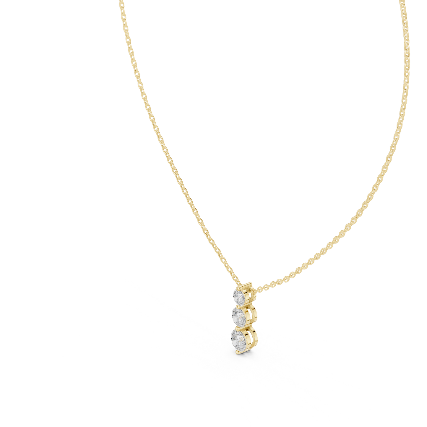 Colgante Vertical Triple de Diamantes 1.11ctw en Córdoba, España| Diamantes Redondos Brillantes Graduados Creados en Laboratorio | Oro 10K/18K, Plata y Platino (Disponible en Cadenas de 40cm, 45cm y 50cm)