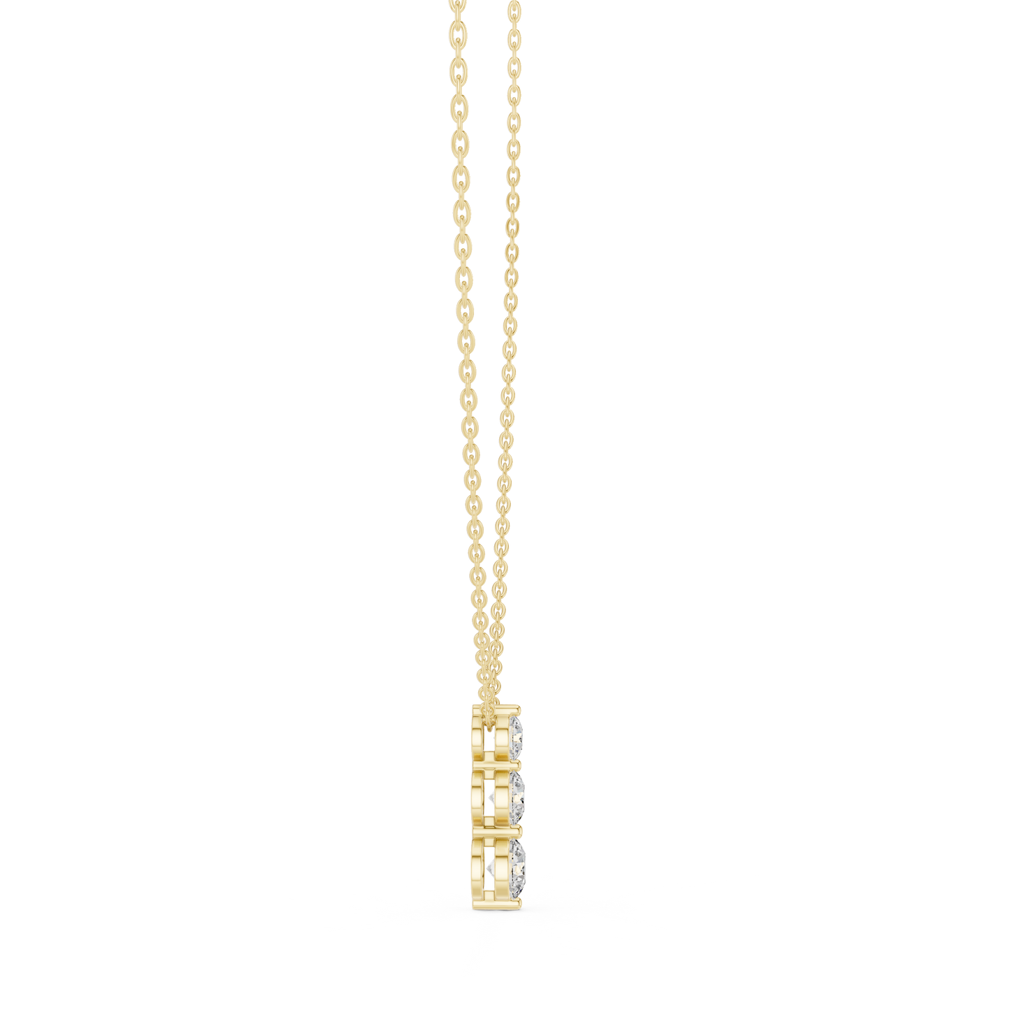 Colgante Vertical Triple de Diamantes 1.11ctw en Córdoba, España| Diamantes Redondos Brillantes Graduados Creados en Laboratorio | Oro 10K/18K, Plata y Platino (Disponible en Cadenas de 40cm, 45cm y 50cm)